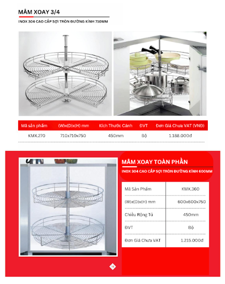 Mâm Xoay 3/4 và Mâm Xoay Toàn Phần