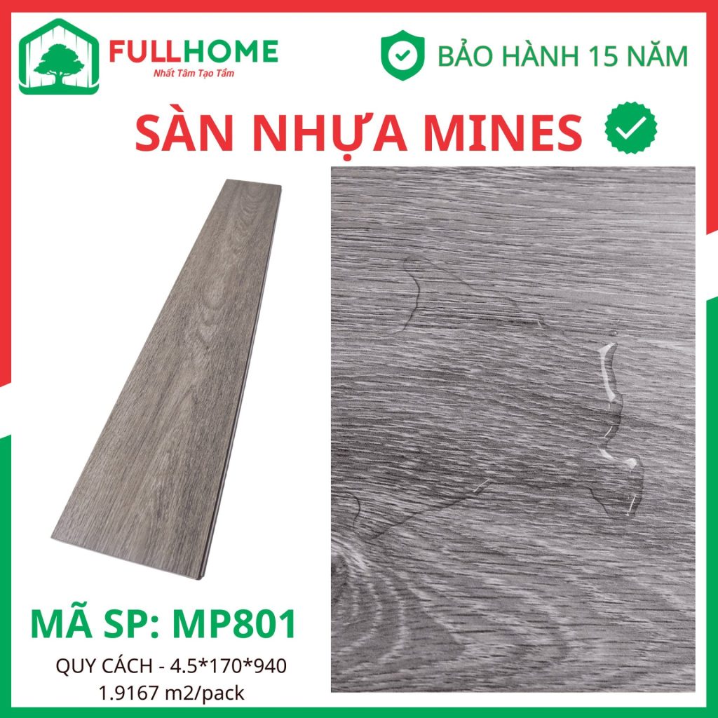Sàn nhựa Mines được thiết kế với bề mặt vân gỗ tự nhiên, mang lại cảm giác ấm cúng và sang trọng cho không gian sống với 7 màu sắc